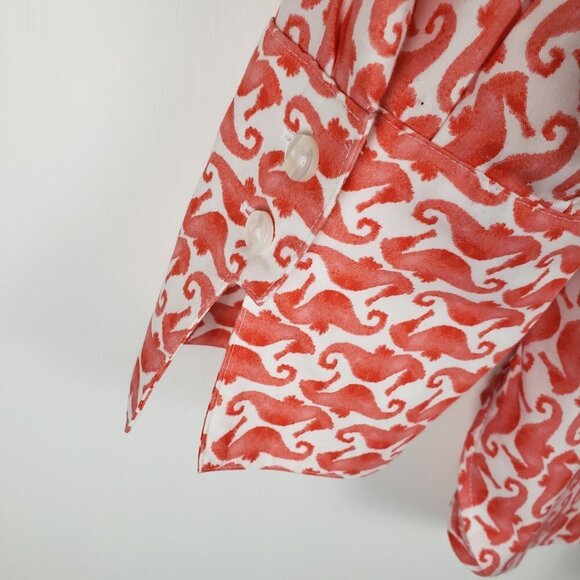 Chicos No-Iron Chic Stretch Button Up Seahorse Shirt Chicos 0 Womens Size 4 - Picture 6 of 6